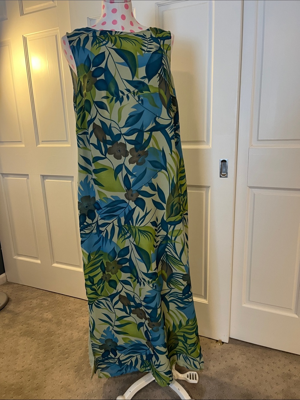 Style & Co. Blue and Green Tropical Leaf Maxi Dress to feel cool in summer